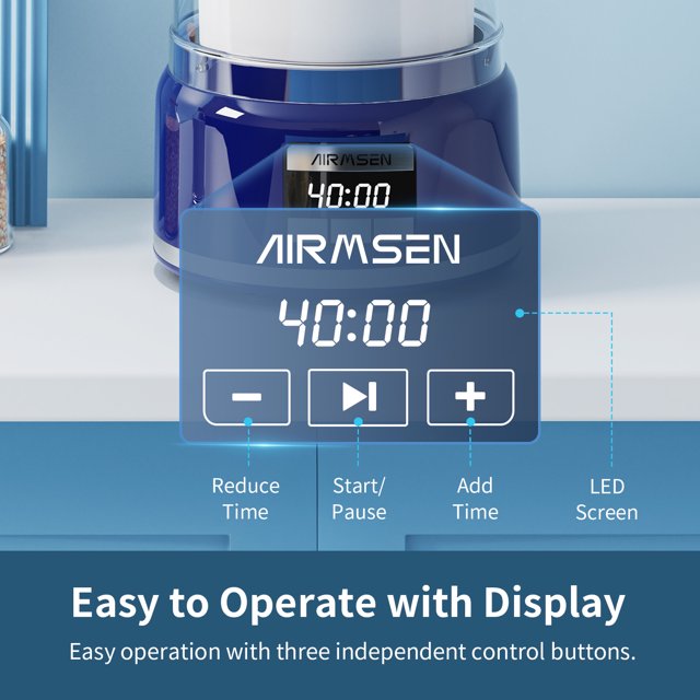 AIRMSEN 2,1 Qt Eismaschine mit LED-Bildschirm und Timer, blau 