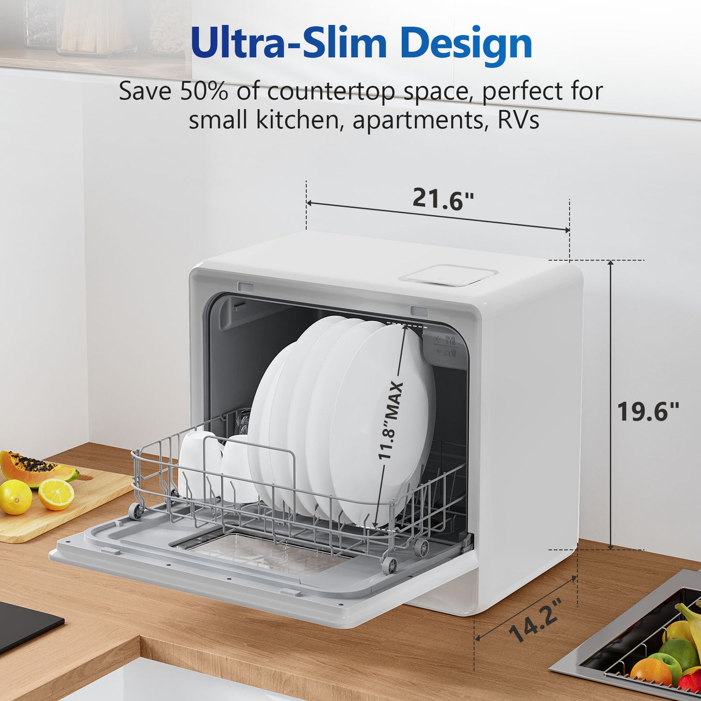 Portable Countertop Dishwasher with 5L Built-in Water Tank