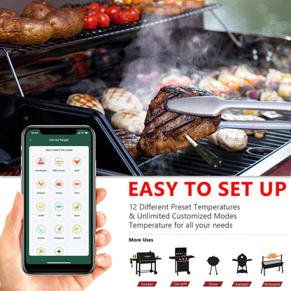 AIRMSEN Wireless Meat Thermometer, Smart Bluetooth Meat Thermometer with 195ft Wireless Range