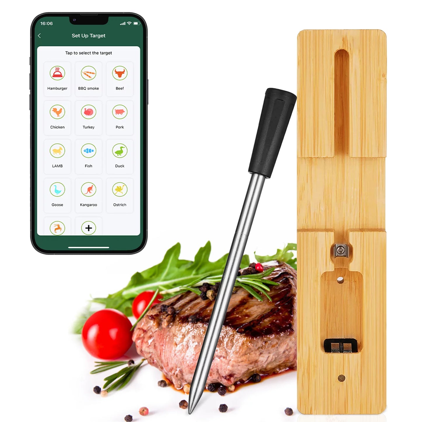 Smart Meat Thermometer Wireless Long Range Thermometer,Bluetooth
