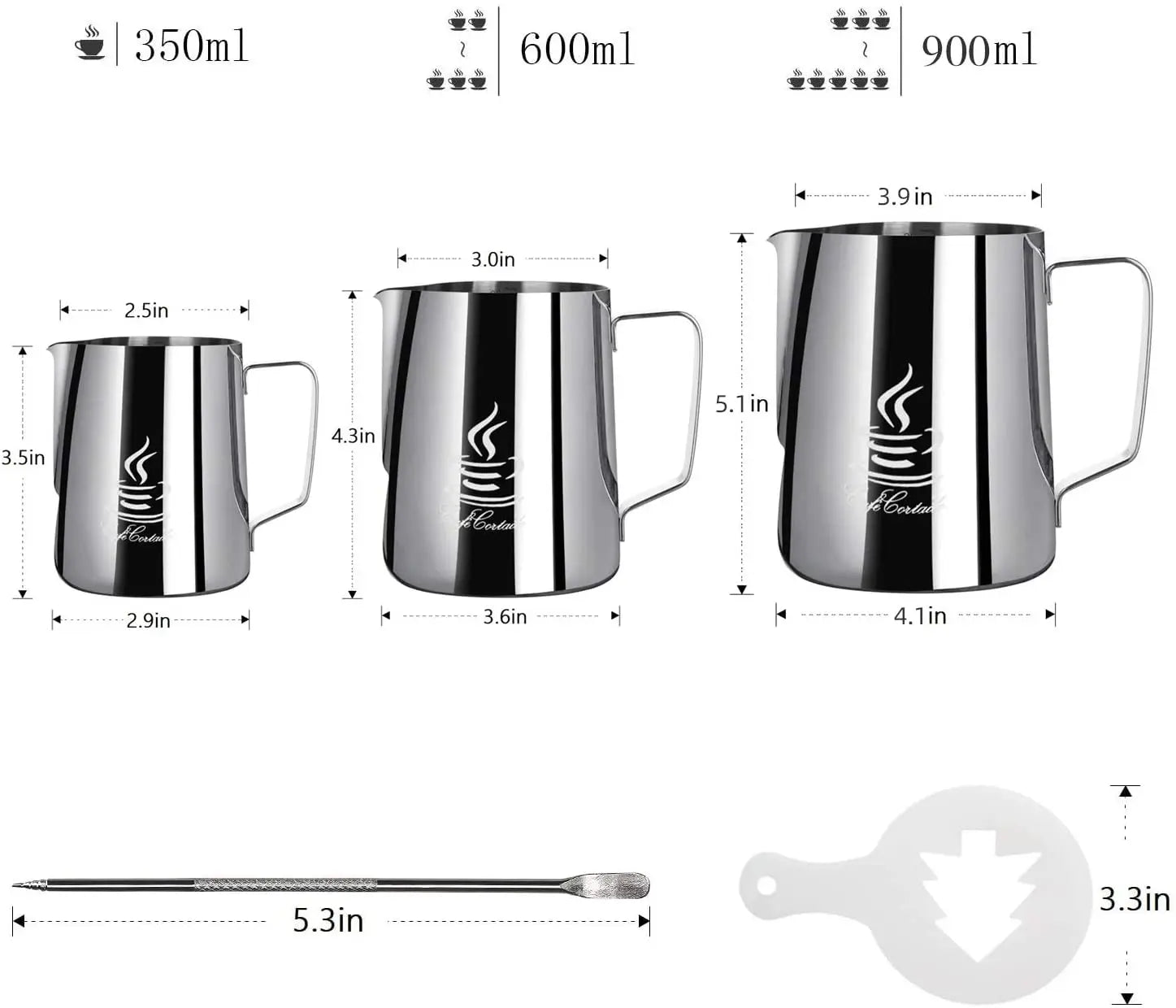 Inner Scale Espresso Coffee Milk Frothing Pitcher Stainless Steel